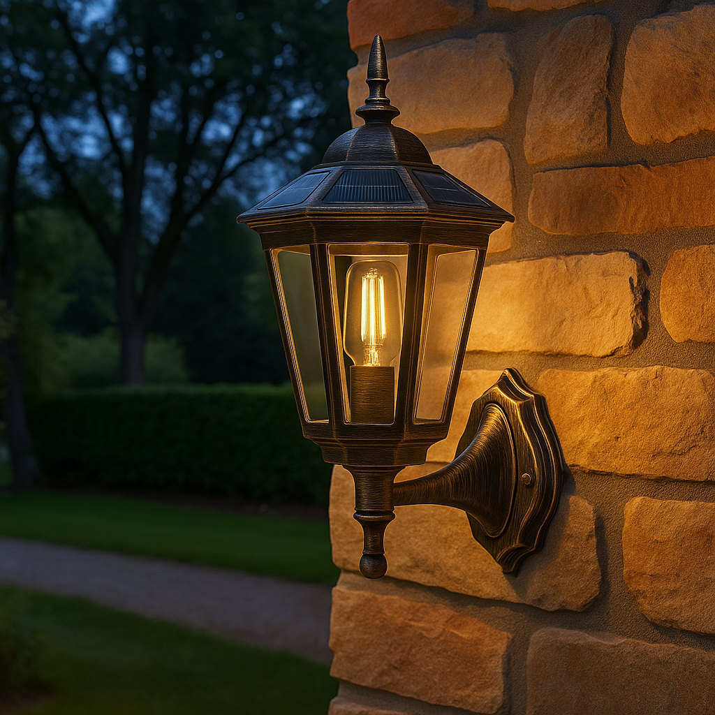 Arandela Colonial Solar Externa Sun TG Marrom