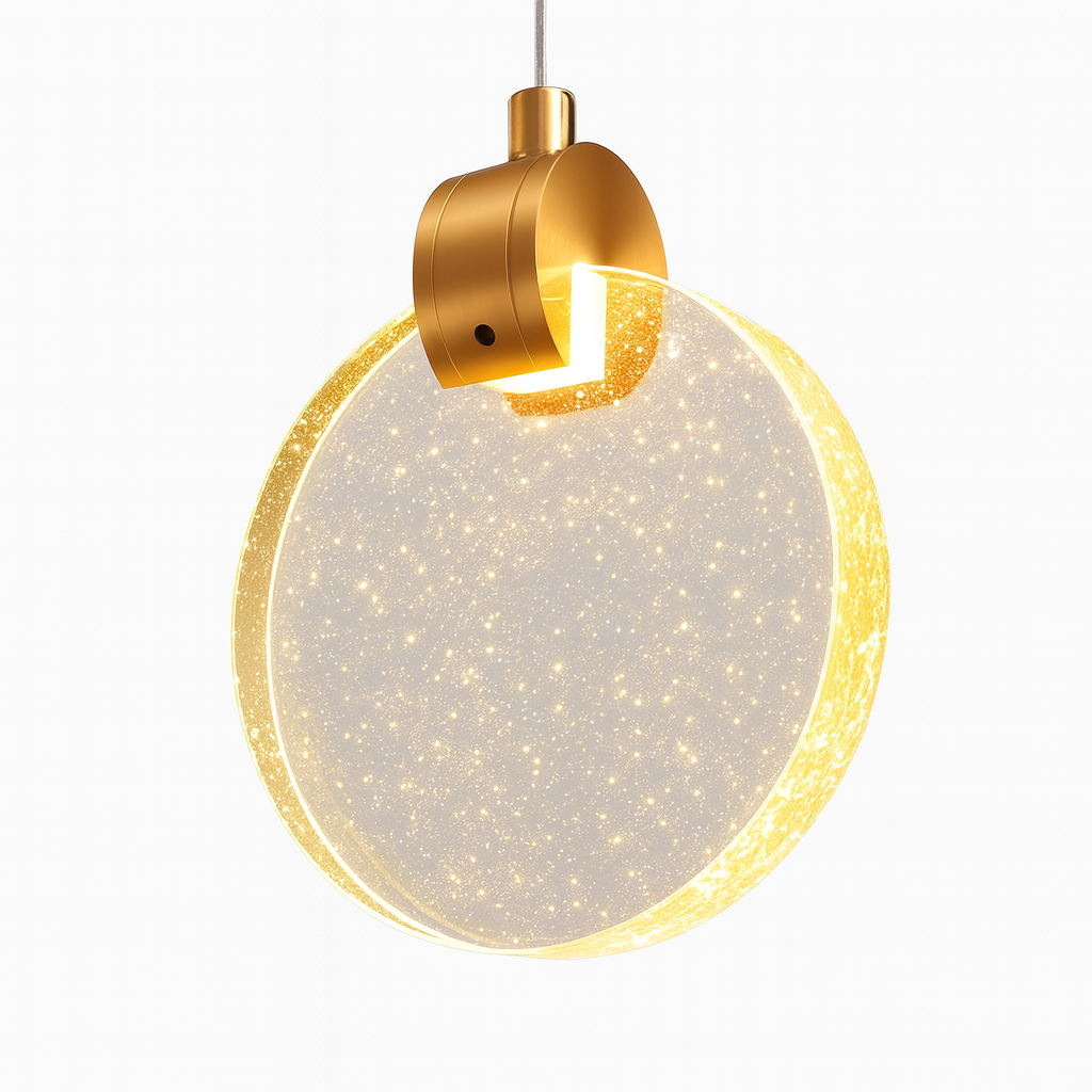 Lustre Pendente Led Moderno   - Lua de Vidro