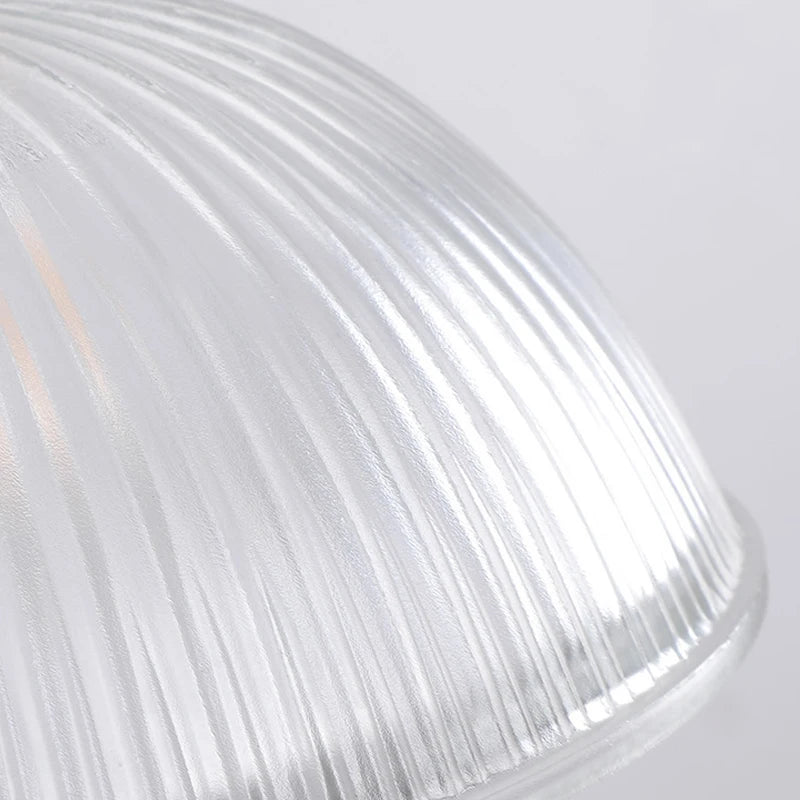 Pendente de Vidro Canelado com Detalhe em Madeira Essenza TG