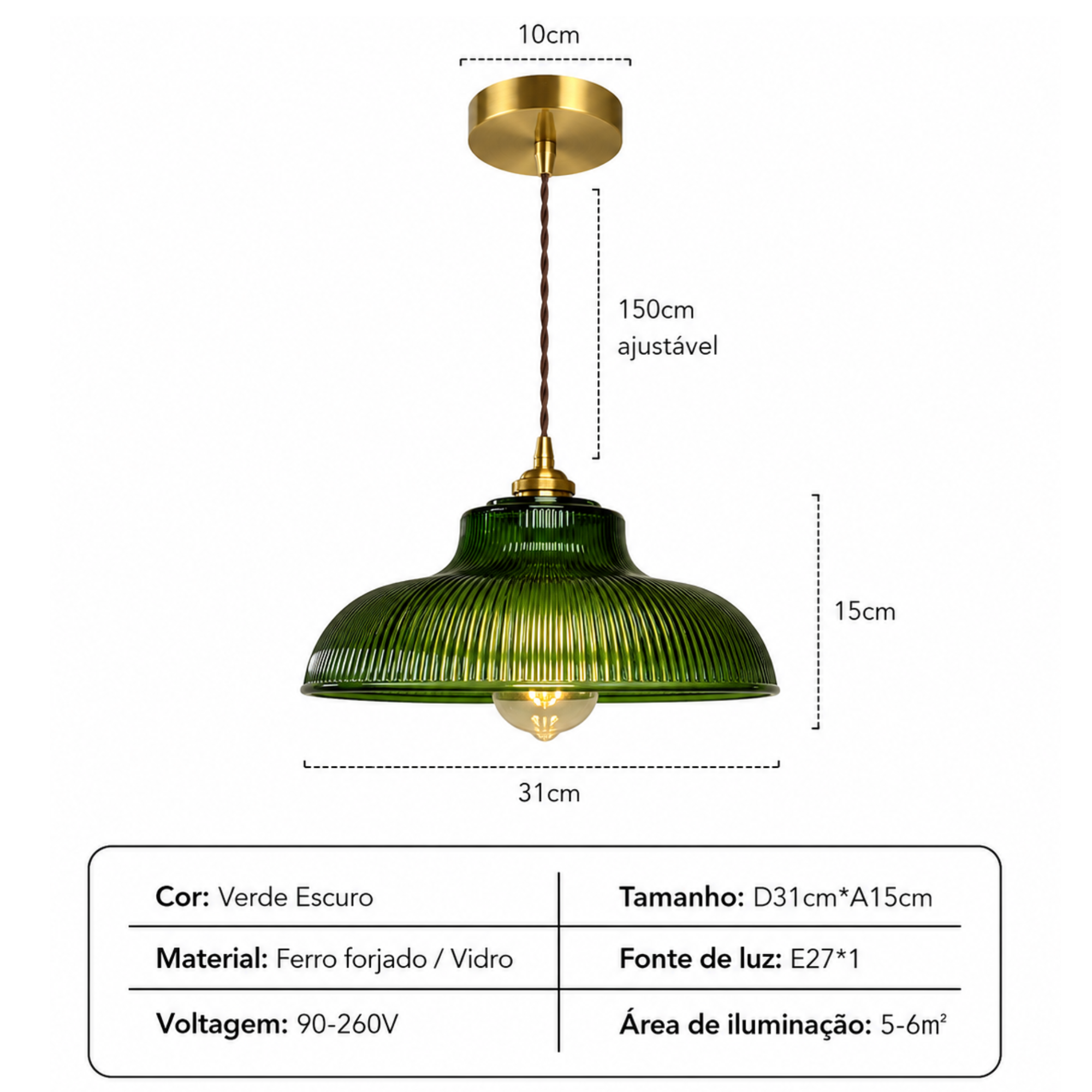 Pendente de Vidro Retrô Arko TG